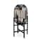 Glitzhome® 14.25" Black Slim Metal Stripes Solar Powered Edison Bulb Outdoor Lantern